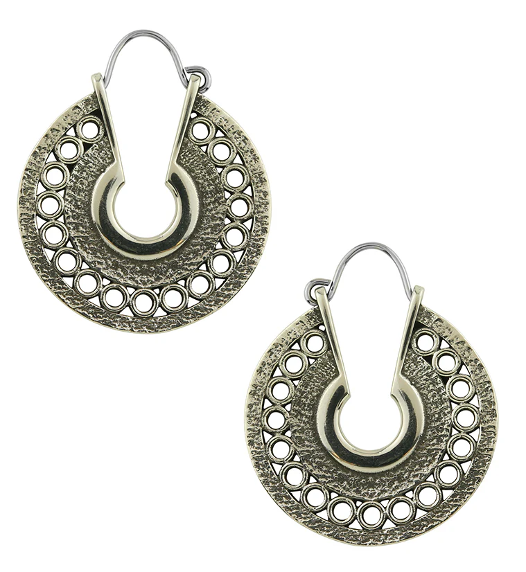 Alley White Brass Disk Hangers / Earrings - Mrs Treak