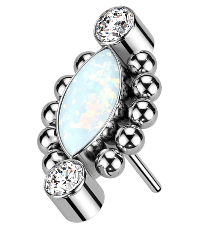 Beaded Empress White Opalite Threadless Titanium Top - Mrs Treak