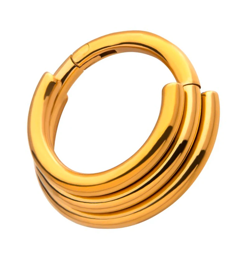 24kt Gold PVD Titanium Triple Layered Hinged Segment Ring - Mrs Treak