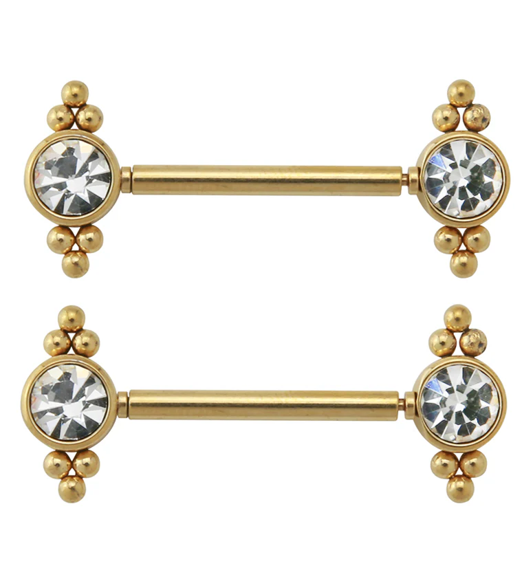 14G Gold PVD Covey Threadless Nipple Ring Barbells - Mrs Treak