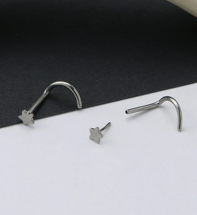Star Titanium Threadless Nose Screw Ring - Mrs Treak