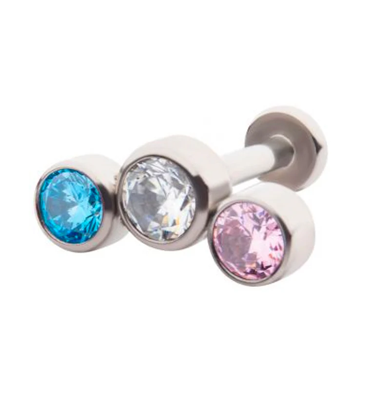 Pride CZ Gem Labret Post Version 3 - Mrs Treak