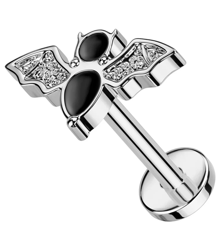 Black Bat Titanium Threadless Labret - Mrs Treak
