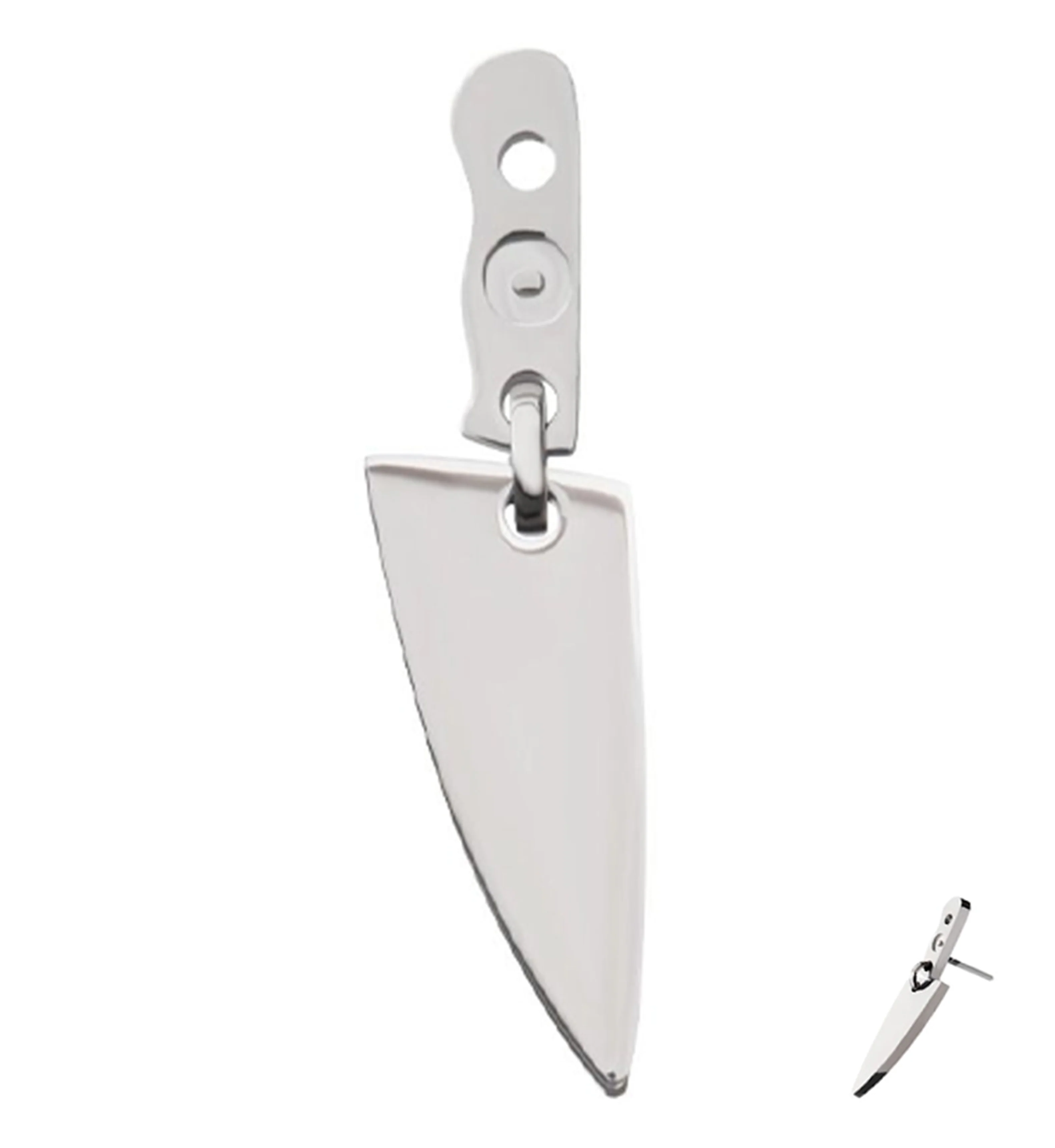 Knife Blade Dangle Titanium Threadless Top - Mrs Treak