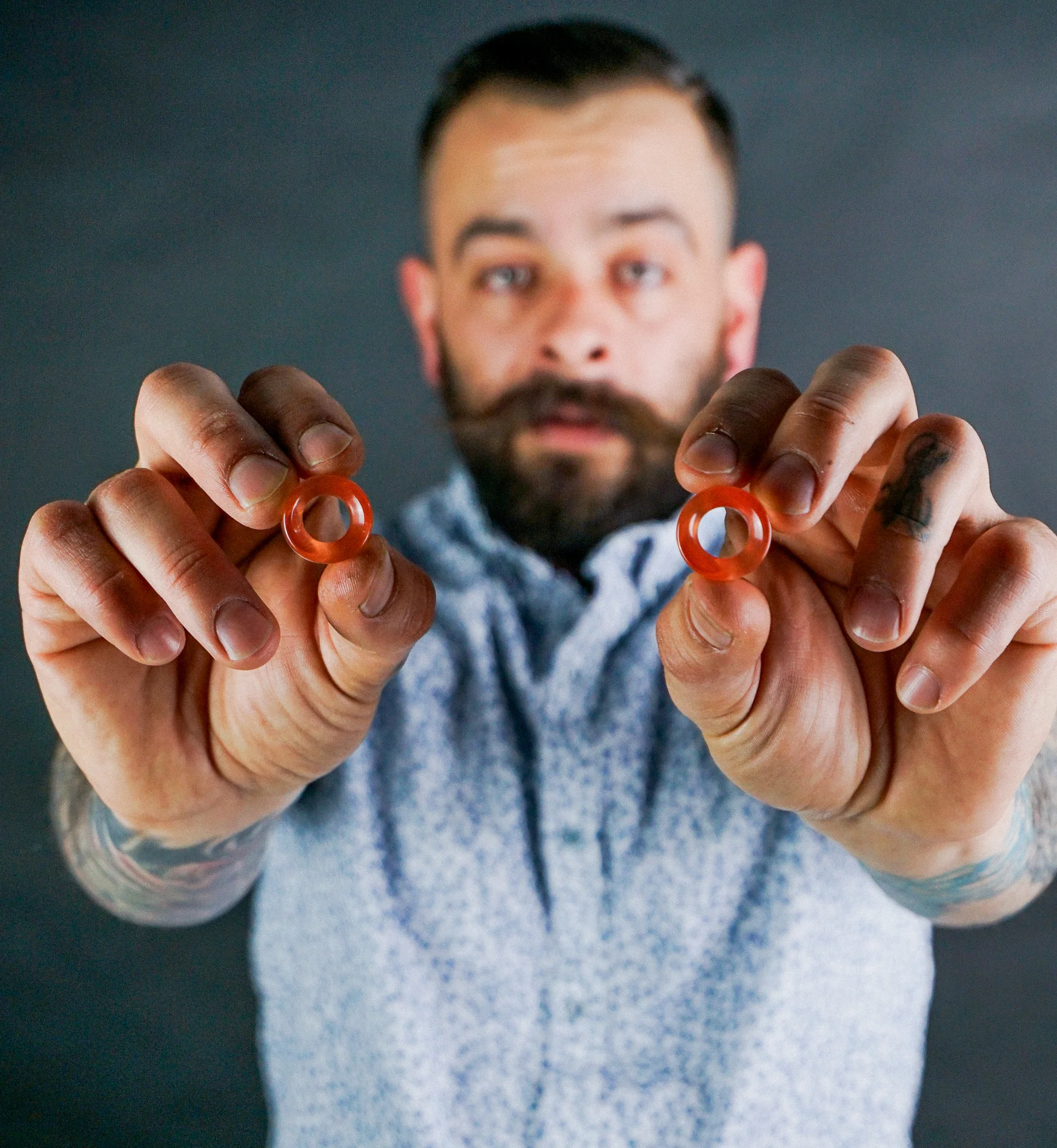 Orange Cat's Eye Glass Tunnels - Mrs Treak