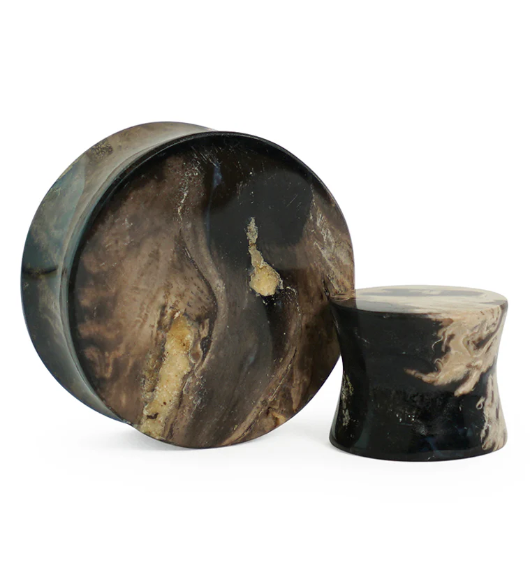 Black Flame Petrified Palm Root Plugs - Mrs Treak