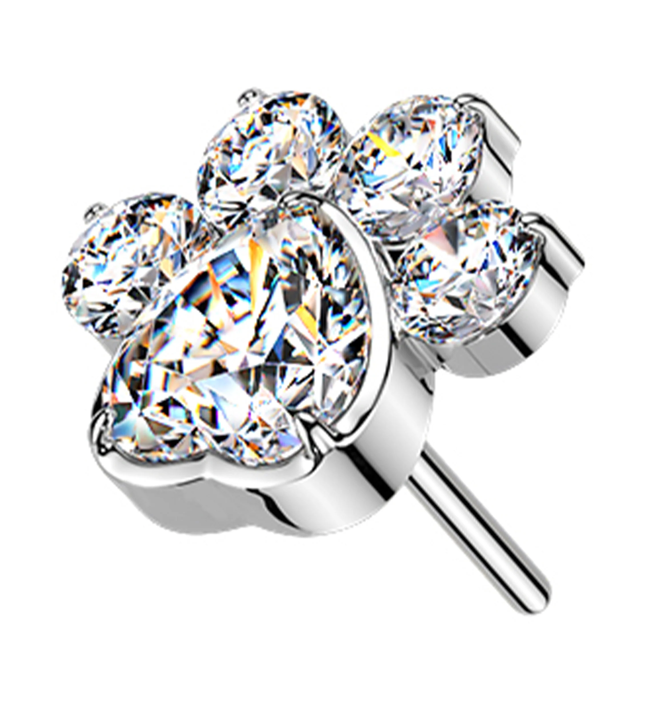 Pet Paw Clear CZ Threadless Titanium Top - Mrs Treak