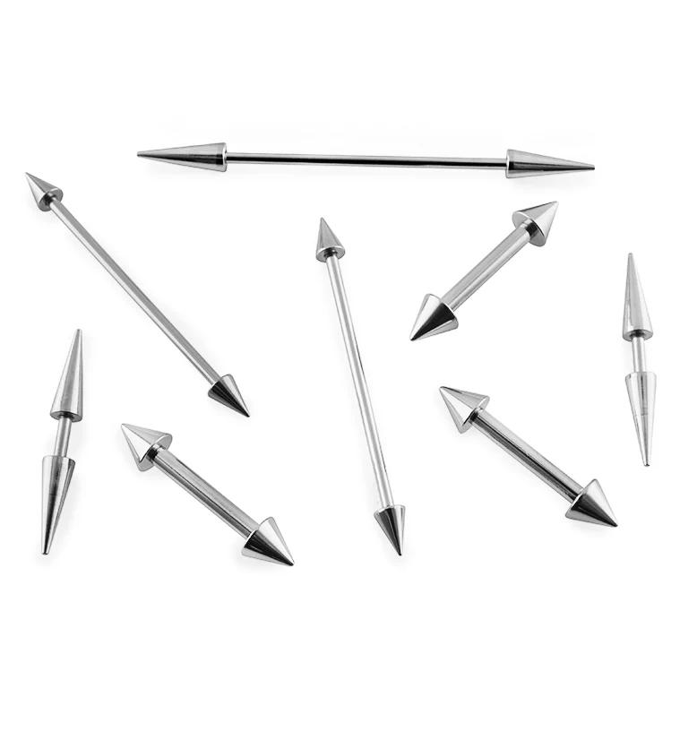 Spiked Stainless Steel Barbell - Mrs Treak