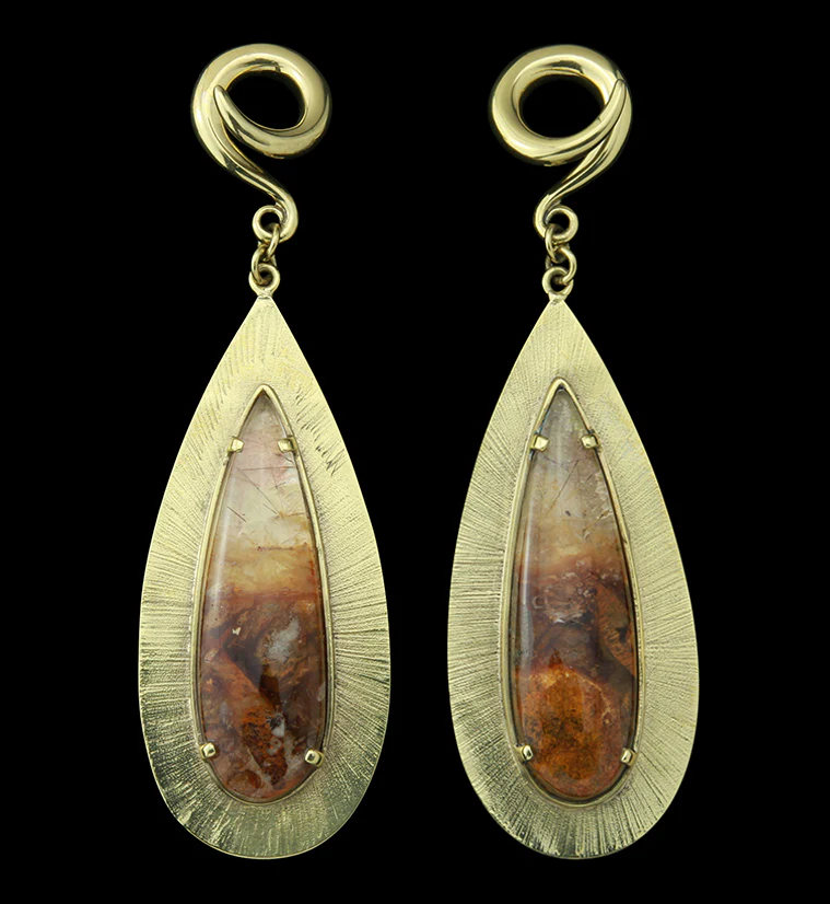 Score Rutilated Quartz Brass Ear Weights - Mrs Treak