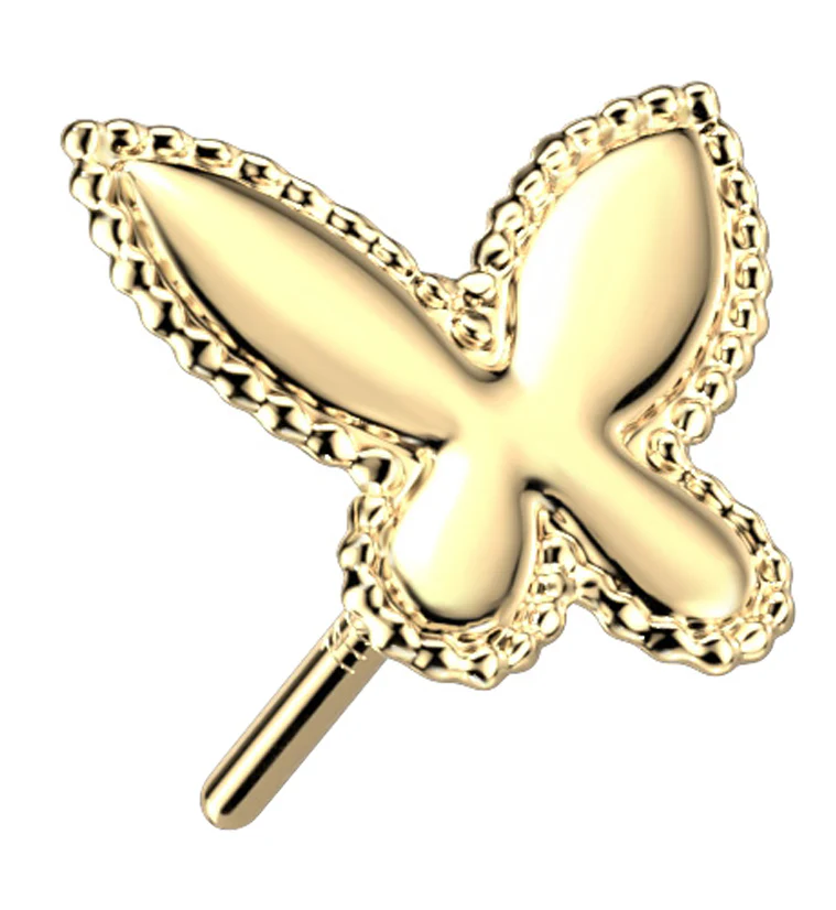 14kt Gold Beaded Butterfly Threadless Top - Mrs Treak