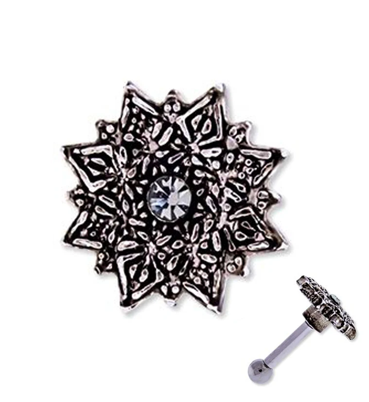 16G Silver Flare Cartilage Barbell - Mrs Treak