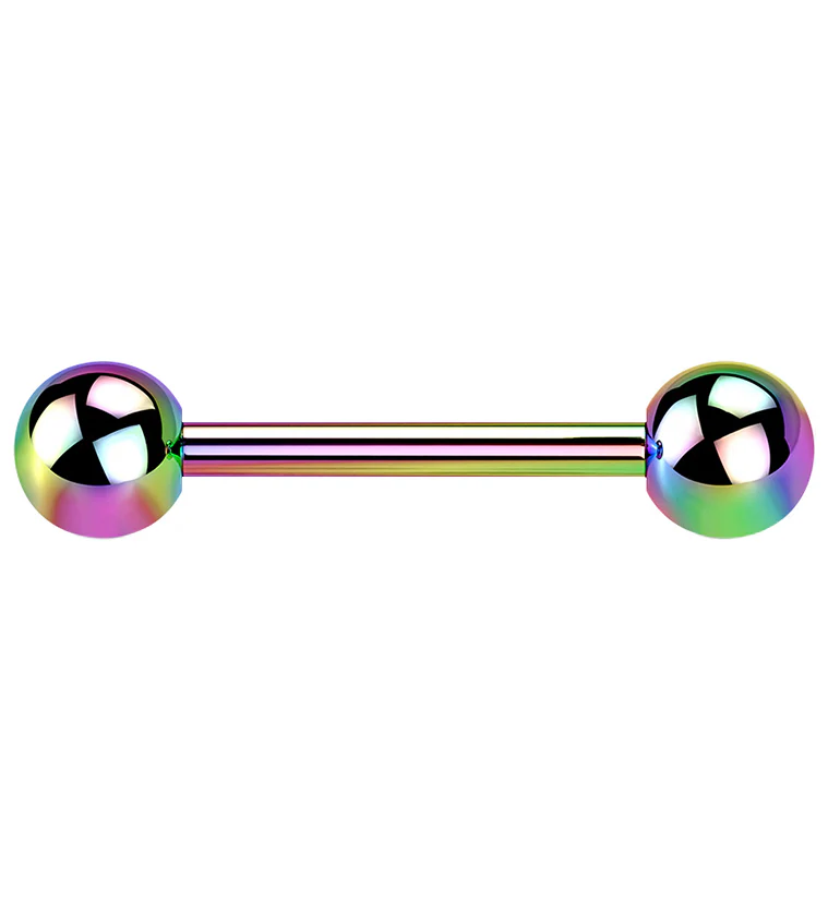 Rainbow PVD Double Ball Titanium Barbell - Mrs Treak