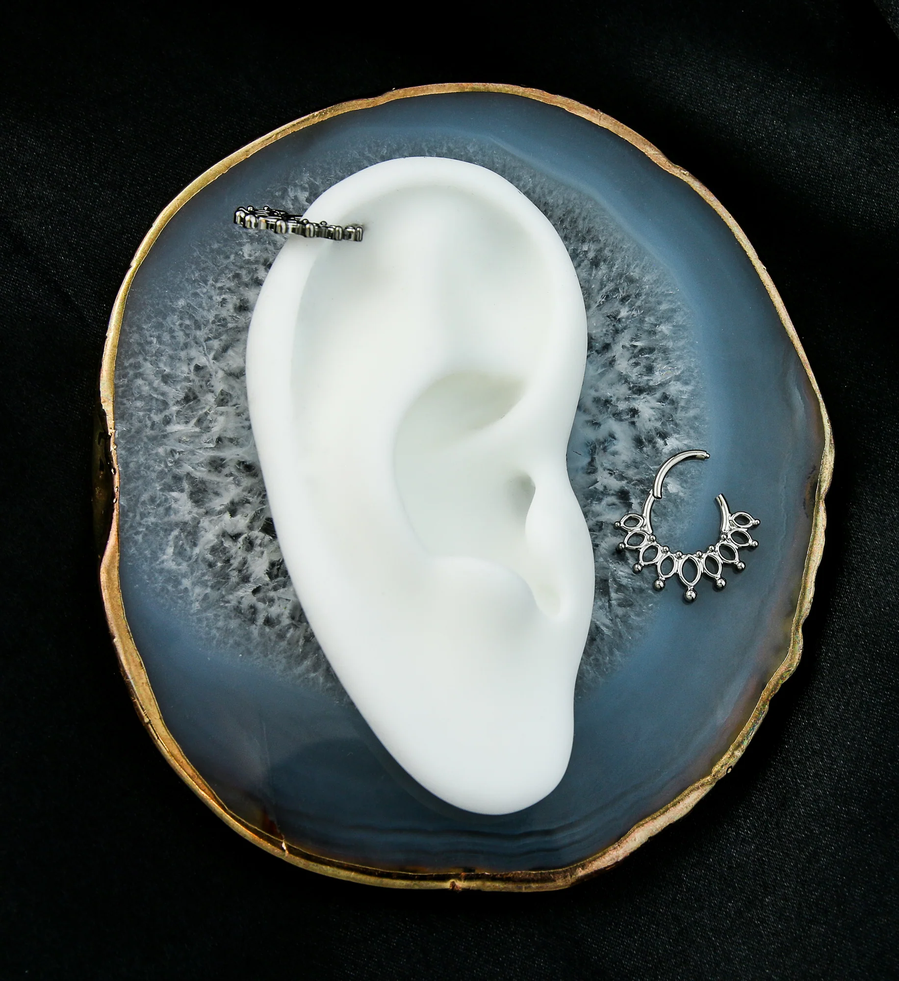 Beaded Lattice Titanium Hinged Segment Ring - Mrs Treak