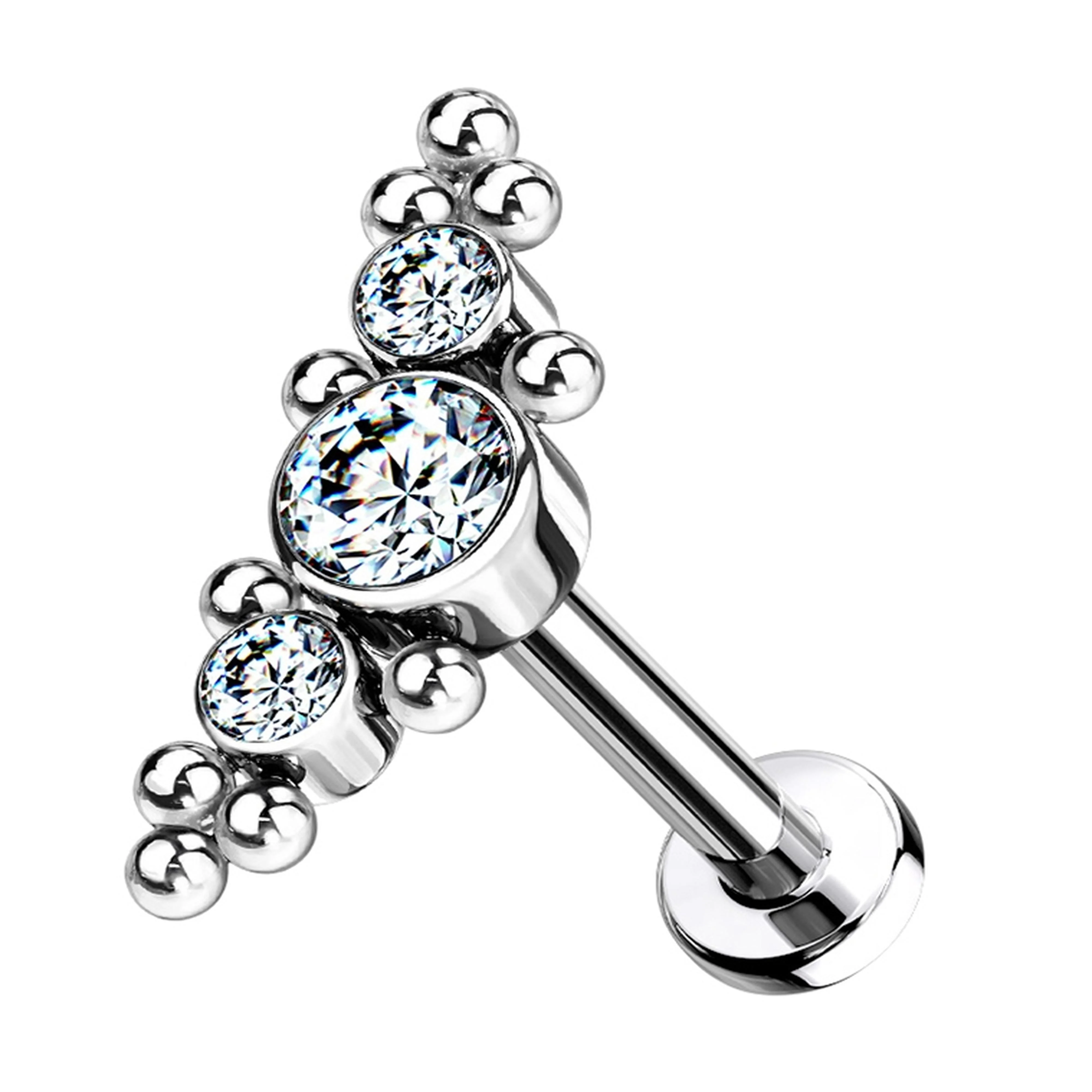 16G Horde Cluster Clear CZ Titanium Labret - Mrs Treak