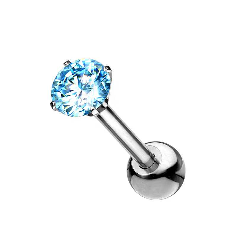 Aqua CZ Titanium Cartilage Barbell - Mrs Treak