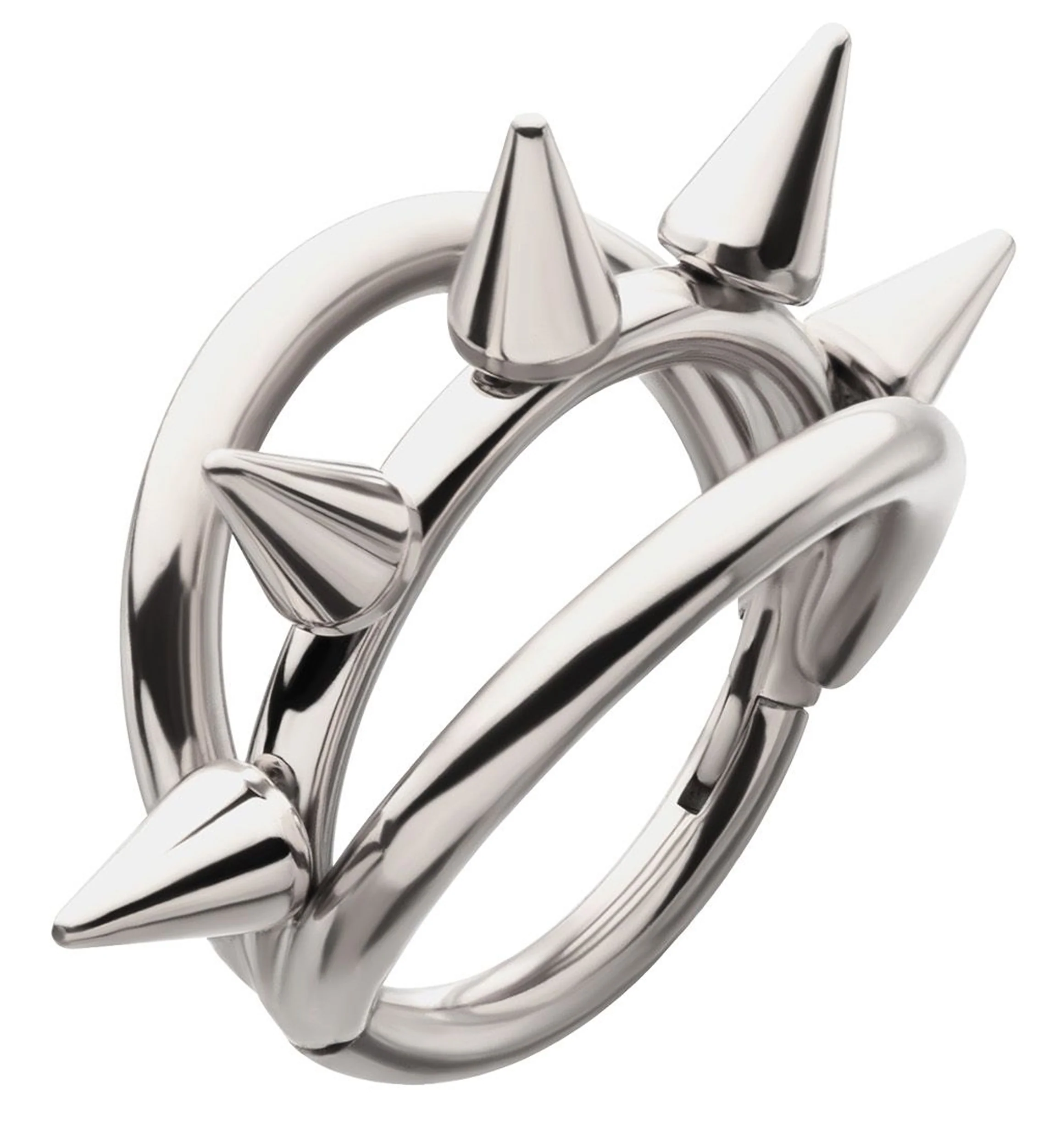 Spiked Trap Titanium Hinged Segment Ring - Mrs Treak