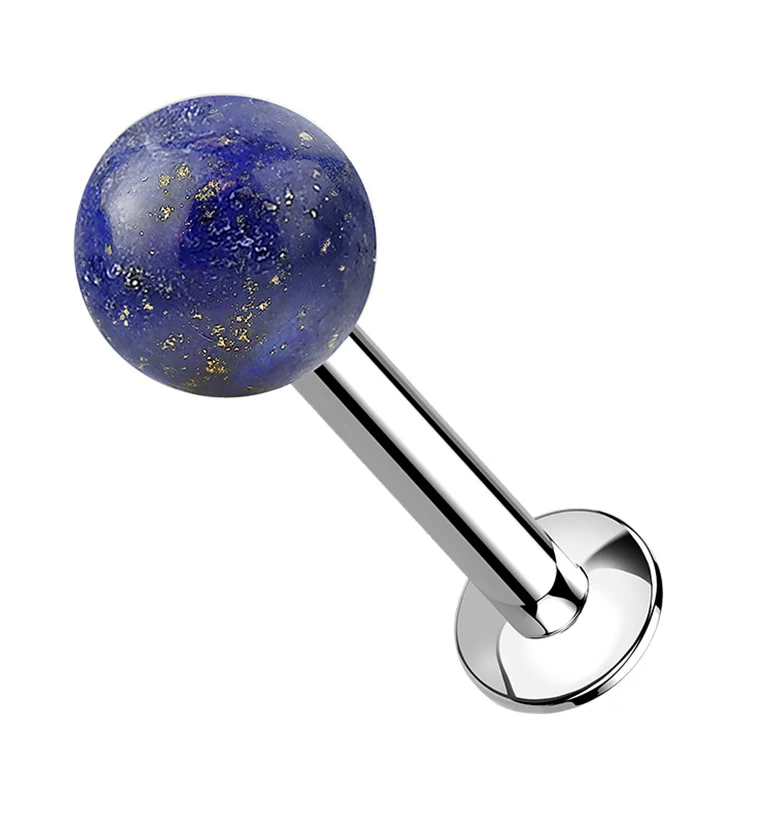 Sodalite Blue Stone Ball Top Internally Threaded Labret - Mrs Treak