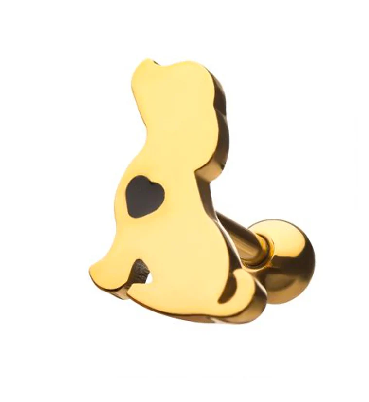 Gold PVD Puppy Love Cartilage Barbell - Mrs Treak
