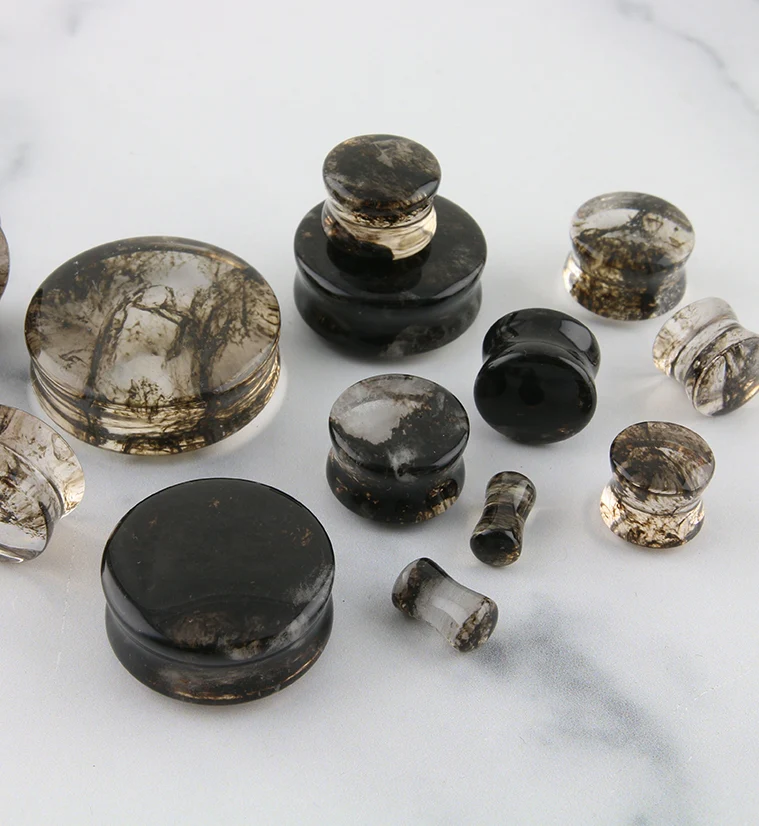 Black Hazy Glass Plugs - Mrs Treak