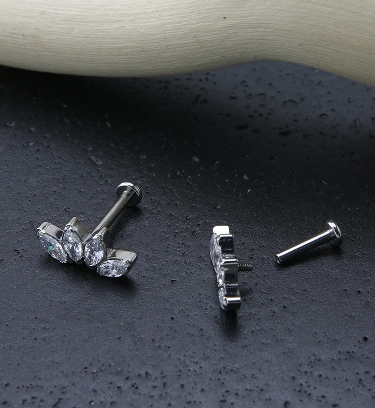 Half Crown CZ Gem Titanium Labret Post - Mrs Treak