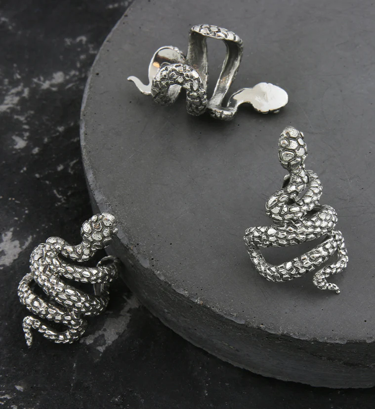 Scaly Snake White Brass Dreadlock Cuff - Mrs Treak