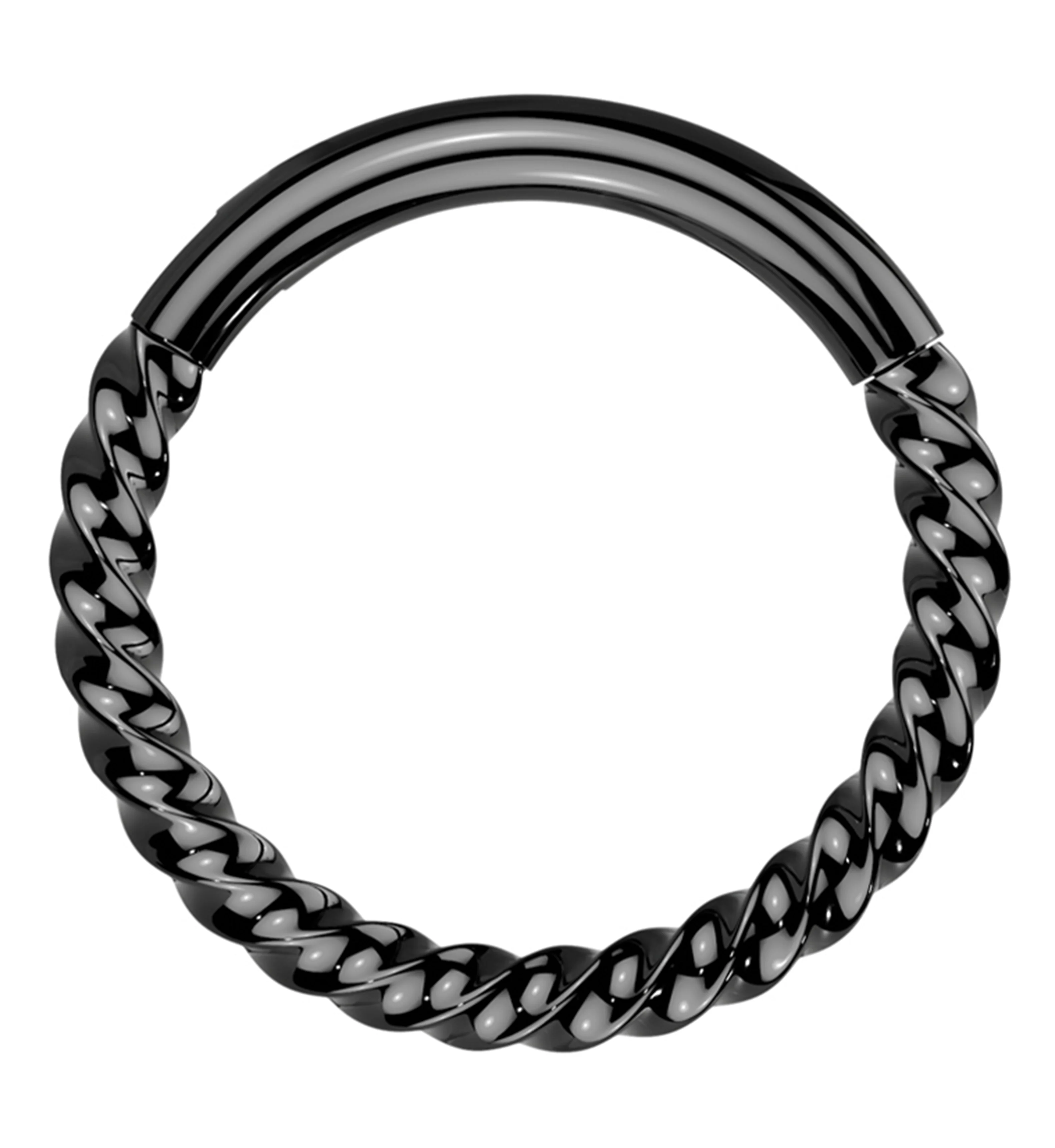 Black PVD Twisted Titanium Segment Ring - Mrs Treak