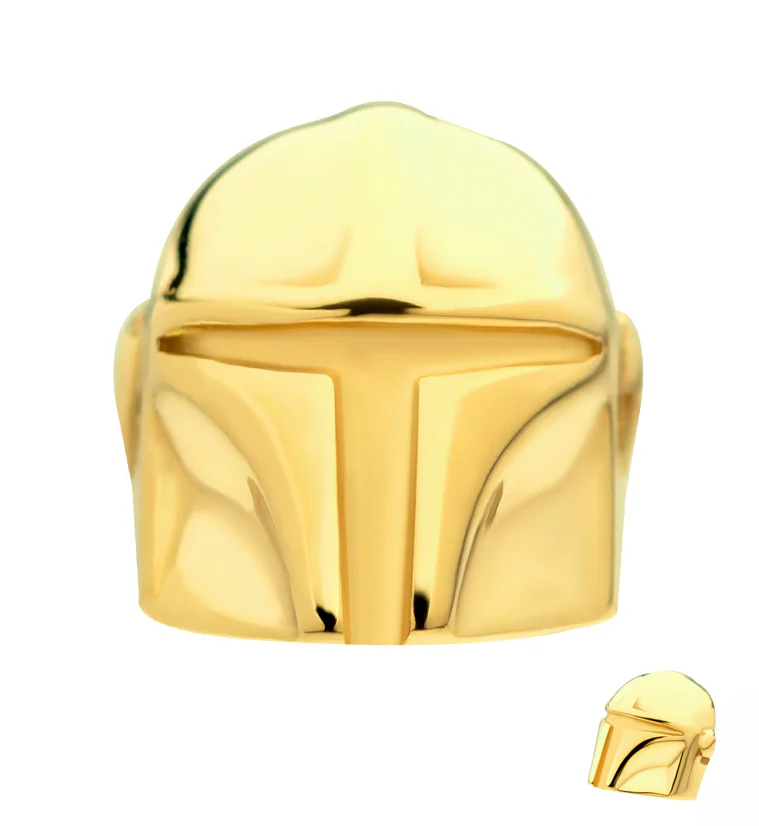 14kt Gold Mandalorian Helmet Threadless Top - Mrs Treak