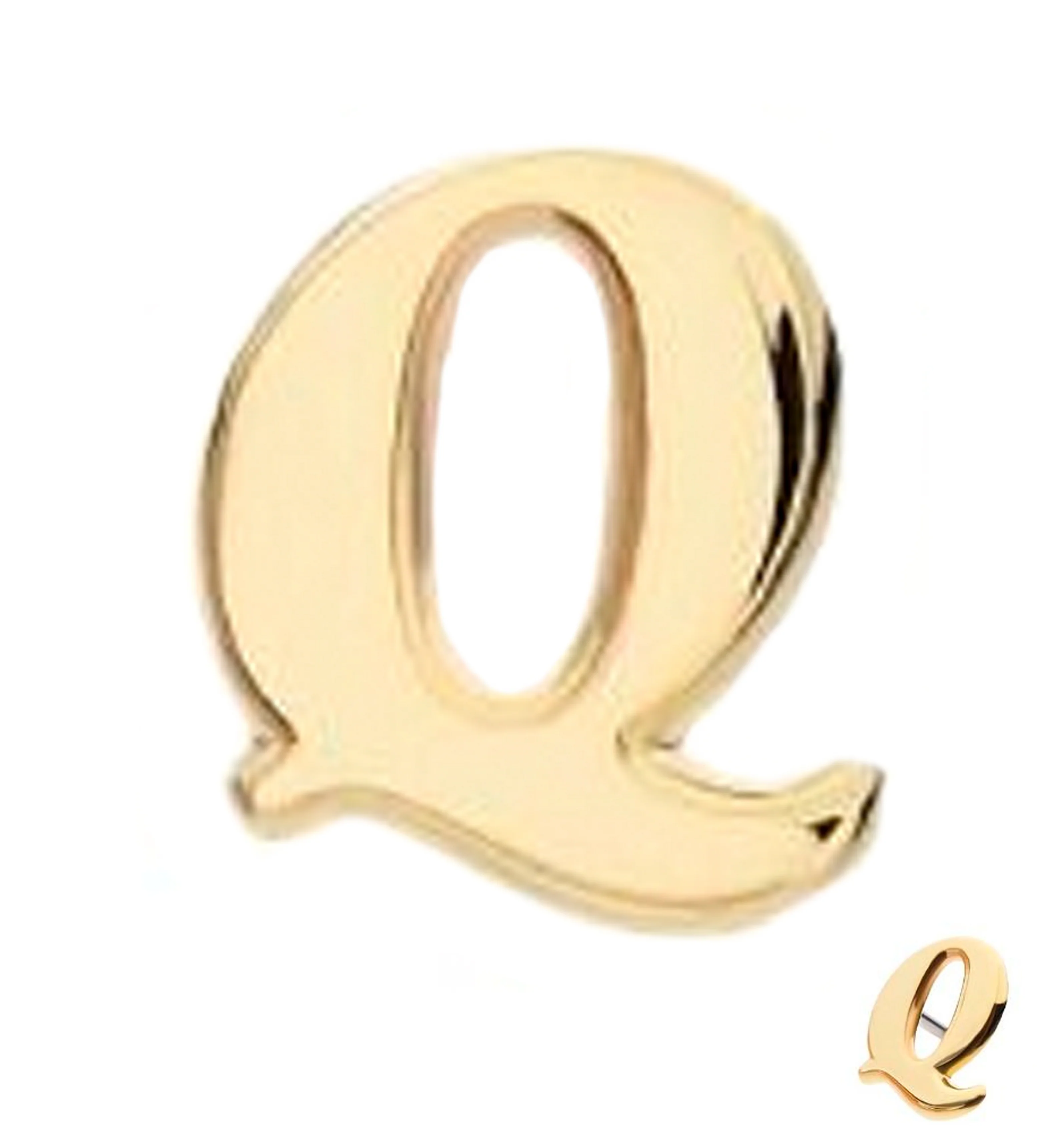 14kt Gold Letter Q Threadless Top - Mrs Treak