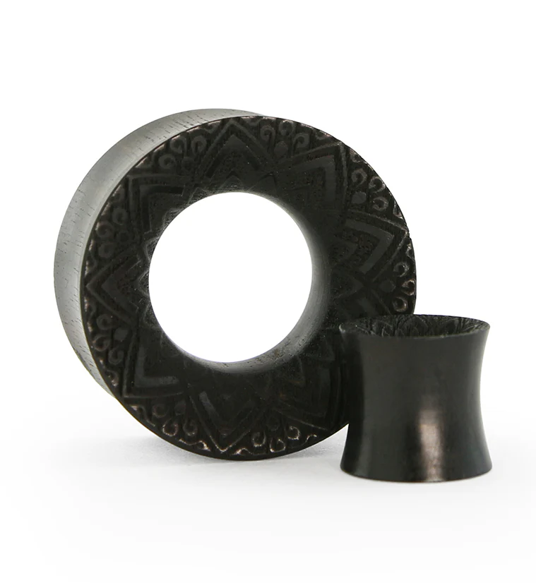 Etched Mandala Areng Wood Tunnel Plugs - Mrs Treak