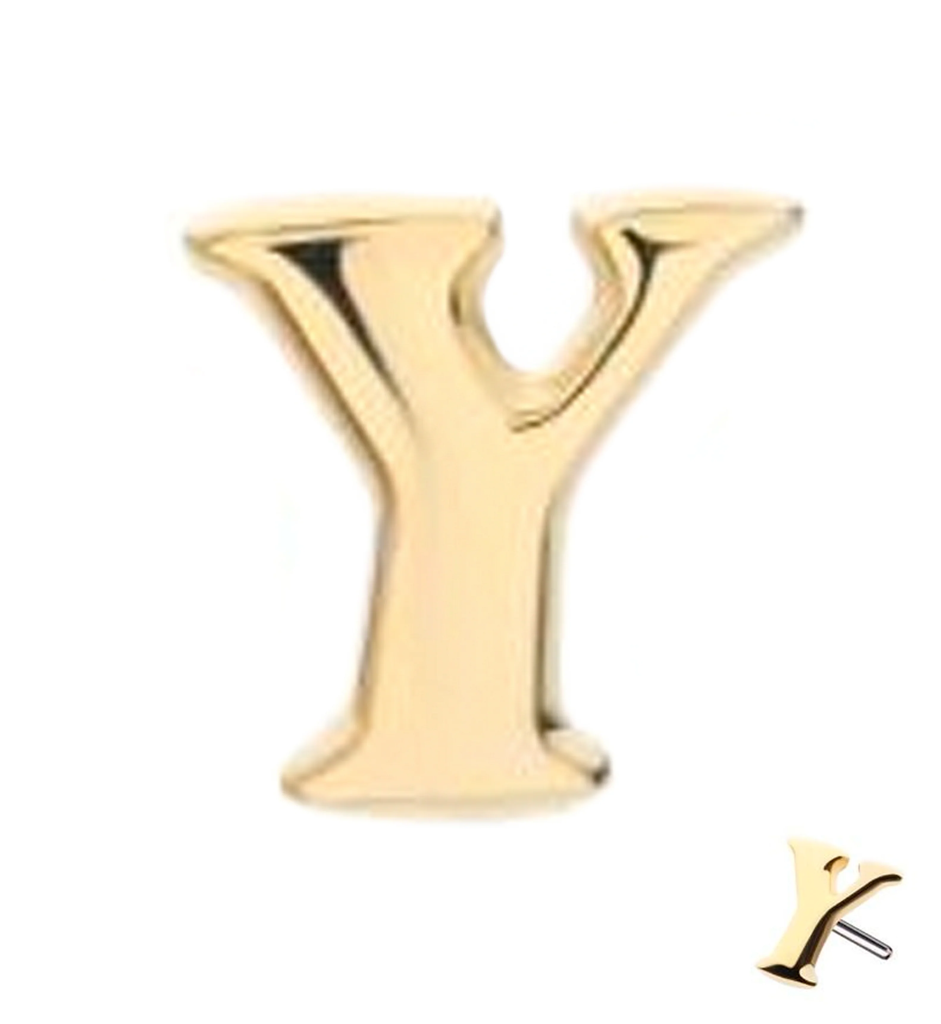 14kt Gold Letter Y Threadless Top - Mrs Treak