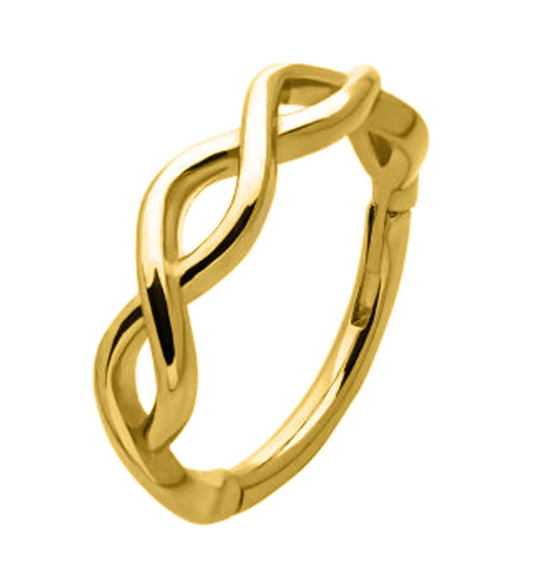 Gold PVD Twisted Hinged Segment Ring - Mrs Treak