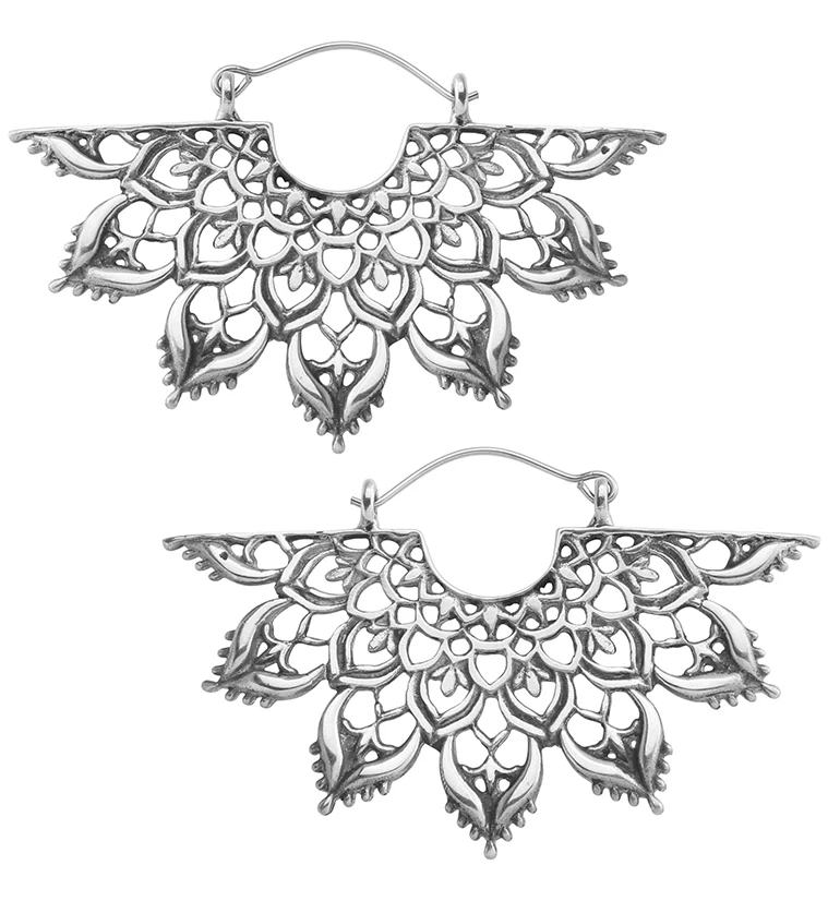 Exult Mandala White Brass Hangers / Earrings - Mrs Treak