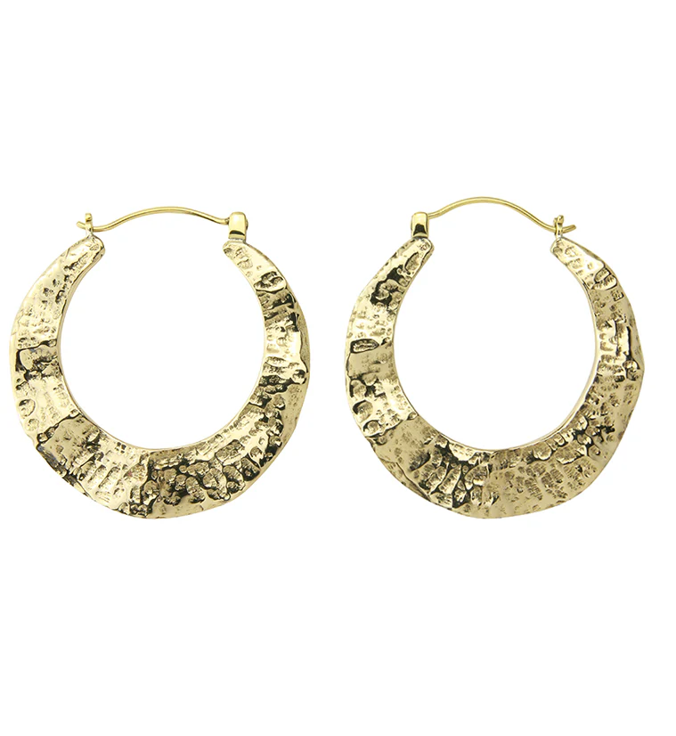 18G Hammered Tunnel Brass Hangers / Earrings - Mrs Treak