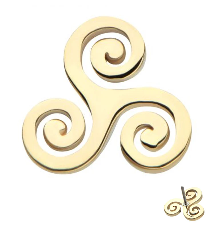 14kt Gold Celtic Triskele Threadless Top - Mrs Treak