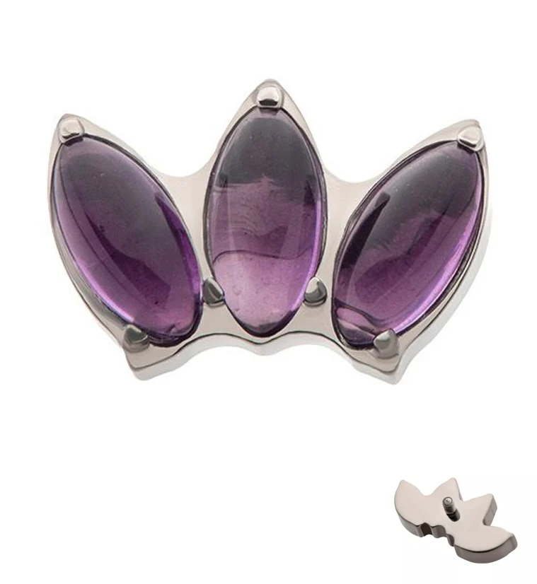 Empress Triple Amethyst Stone Internally Threaded Titanium Top - Mrs Treak