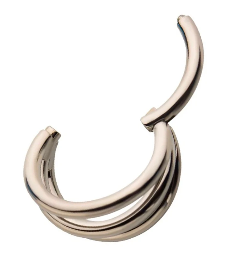 Triple Side Bar Titanium Hinged Segment Ring - Mrs Treak