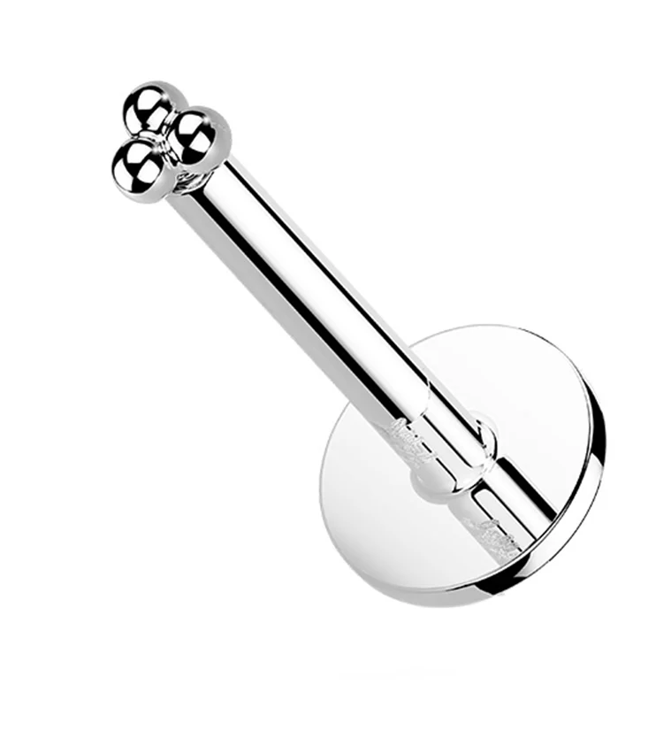 14kt White Gold Triad Ball Threadless Labret - Mrs Treak
