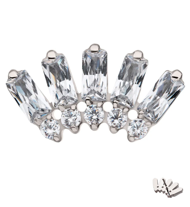 Crest Baguette Clear CZ Titanium Threadless Top - Mrs Treak