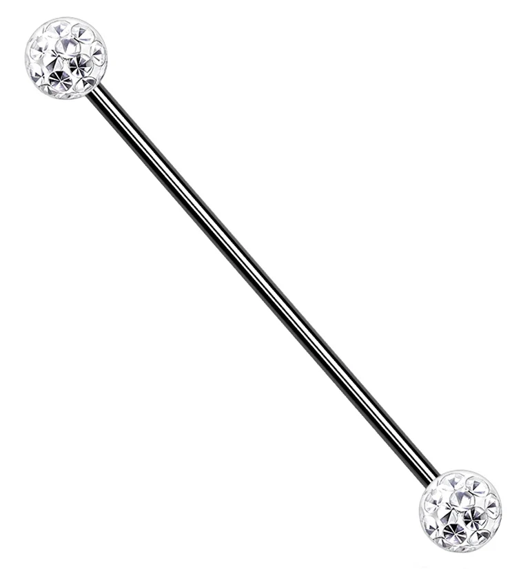 Glitterball Black PVD Industrial Barbell - Mrs Treak