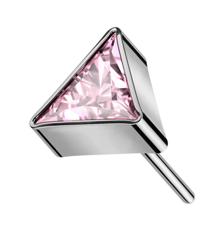 Triangle Pink CZ Threadless Titanium Top - Mrs Treak