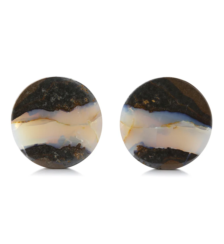 Boulder Opal Stone Plugs 13/16