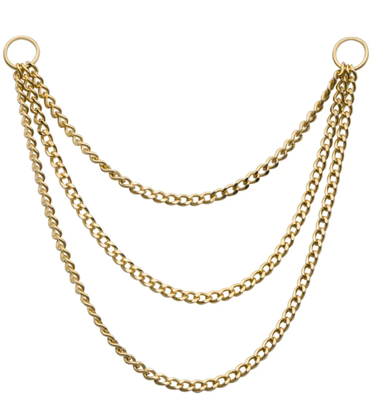 14kt Gold Triple Curb Chain - Mrs Treak