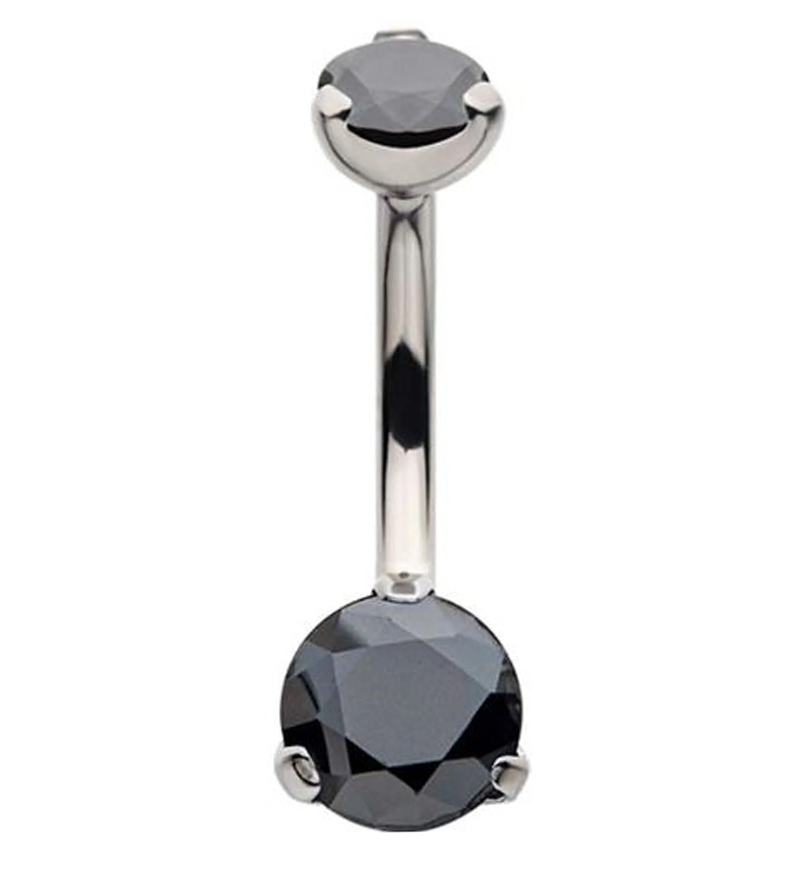 Black CZ Titanium Internally Threaded Belly Button Ring - Mrs Treak