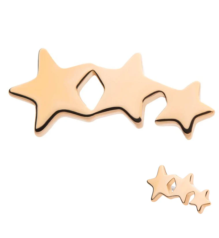 14kt Gold Triple Star Threadless Top - Mrs Treak