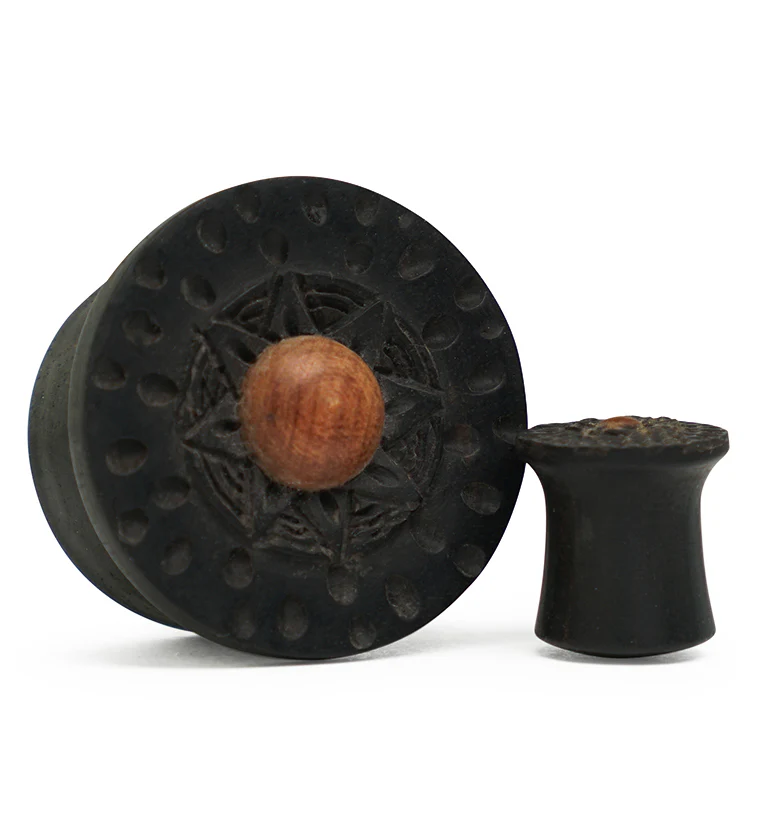 Red Sol Hammered Areng Wood Mayan Flare Plugs - Mrs Treak