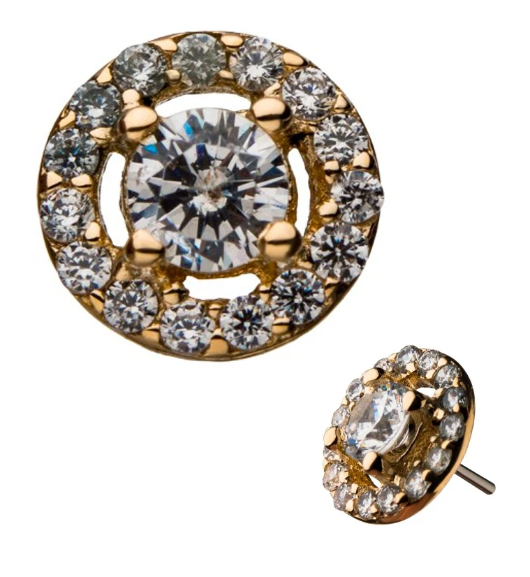 14kt Gold Cordon CZ Threadless Top - Mrs Treak