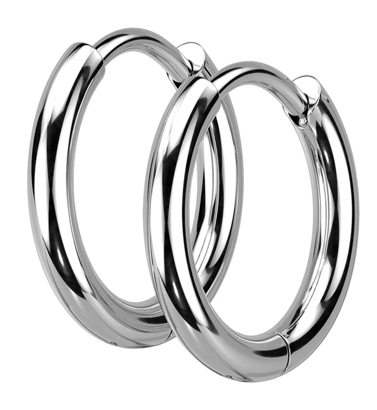 Vast Stainless Steel Hinged Hoop Earrings - Mrs Treak