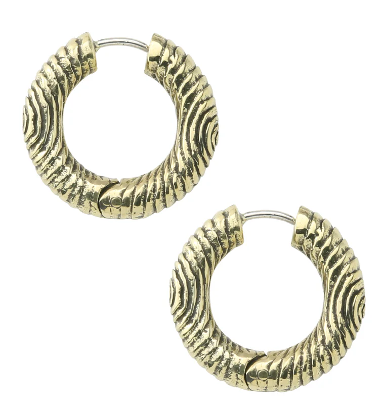 Dab Brass Hinged Earrings - Mrs Treak