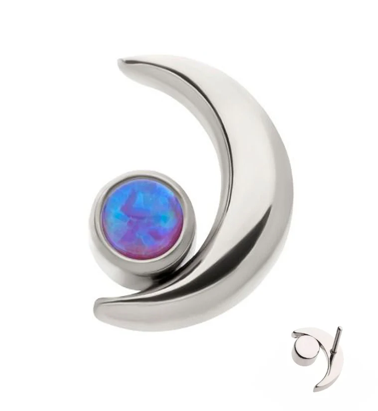 Crescent Moon Purple Opalite Threadless Titanium Top - Mrs Treak