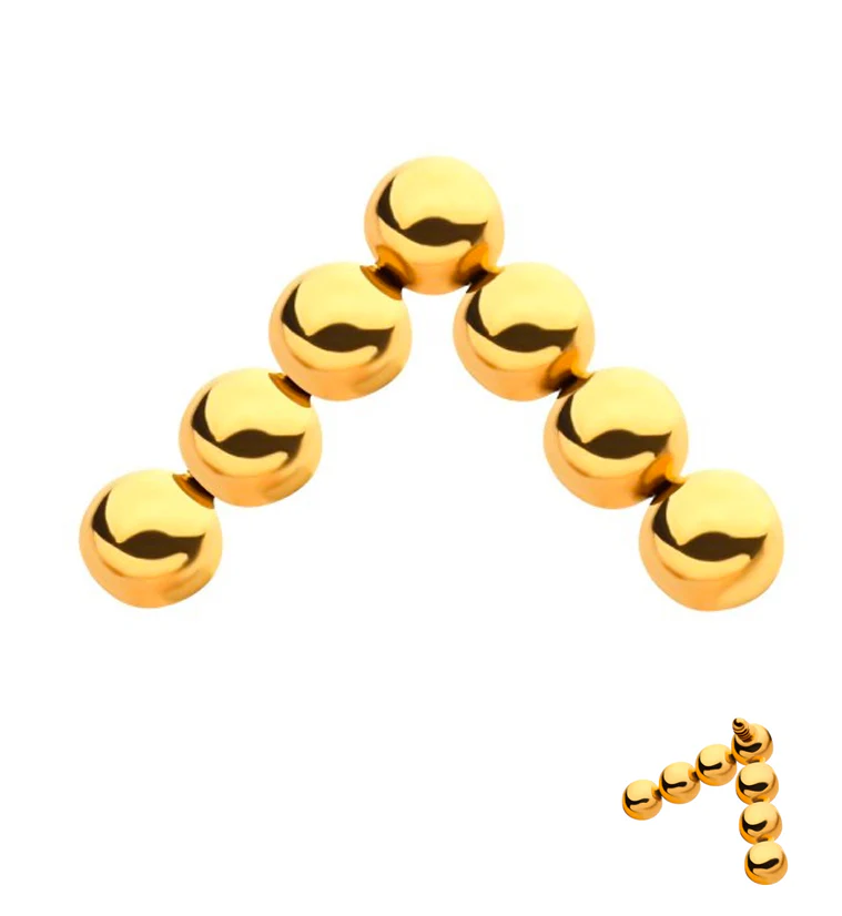 24kt Gold PVD Beaded Arrow Internally Threaded Titanium Top - Mrs Treak